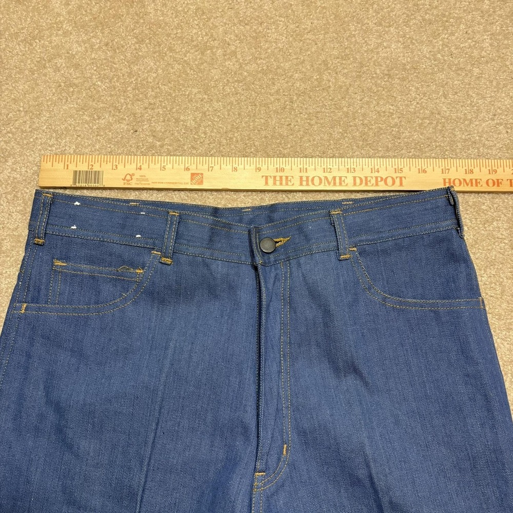 Vtg 1970s Raw Denim Blue Jeans Mens Fit 34x31 Blue Straight Leg Pants - Picture 5 of 13